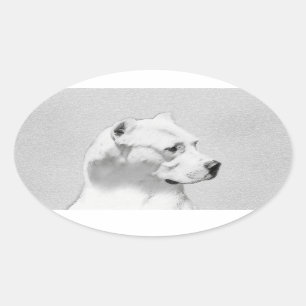 Dogo Argentino schilderen - Oorspronkelijke honden Ovale Sticker