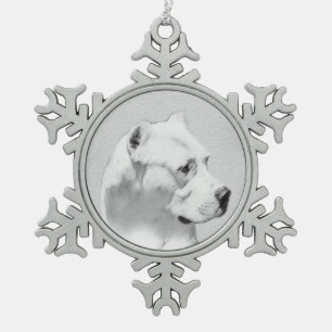 Dogo Argentino schilderen - Oorspronkelijke honden Tin Sneeuwvlok Ornament