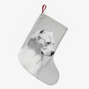 Dogo Argentino Schilderij - Originele Honden Kunst Kleine Kerstsok