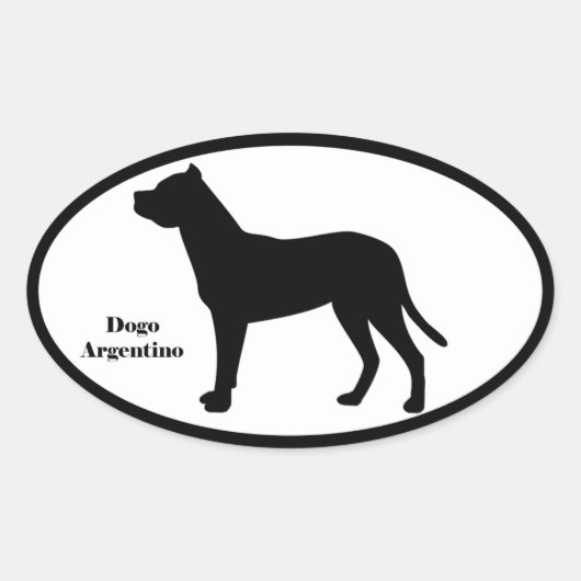 Dogo Argentino SIlhouette Ovale Sticker (Voorkant)