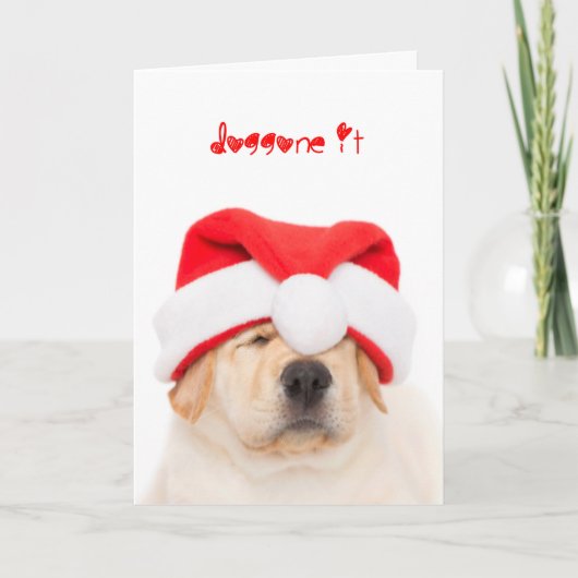 Dogone It Yellow Lab Puppy Kerstmis Feestdagen Kaart (Voorkant)