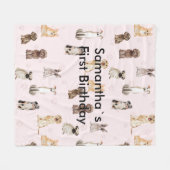 DogPuppy watercolor dogs first birthday Fleece Deken (Voorkant (Horizontaal))