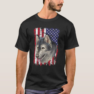 Dogs 365 Distress American Flag Alaskan Malamute D T-shirt