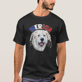 Dogs 365 Merica Great Pyrenees Dog American Flag U T-shirt