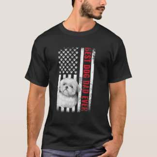 Dogs 365 Shih Tzu Best Dog Dad Oost American Flag T-shirt
