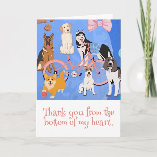 Dogs and Bikes Puppies Roze Fiets Custom Kaart (Voorkant)