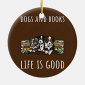 Dogs And Books Keramisch Ornament (Achterkant)