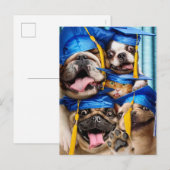 Dogs and Cat Grads in Photo Booth Uitnodiging Briefkaart (Voorkant / Achterkant)