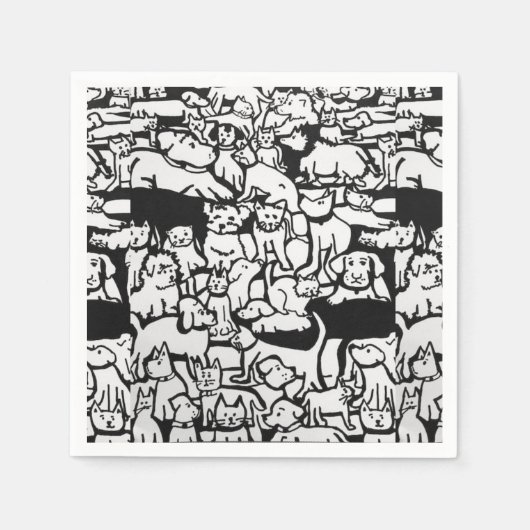 Dogs and Cats Cartoon" Papieren servetten (Voorkant)