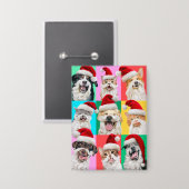 Dogs and Cats with Santa Beard Button (Voorkant / Achterkant)