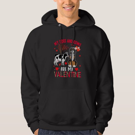 Dogs And Cows Are My Valentine Bernedoodle With Co Hoodie (Voorkant)