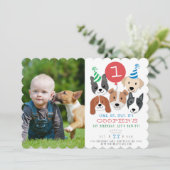 Dogs and Red Balloon Foto van Birthday Kaart (Staand voorkant)