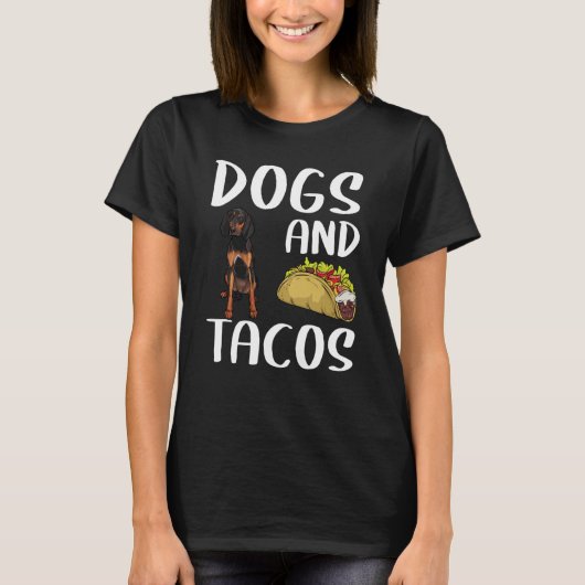 Dogs And Tacos Black and Tan Coonhound Mexican Foo T-shirt (Voorkant)