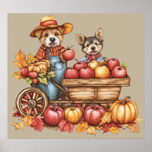 Dog's Autumn Applecart Poster (Voorkant)
