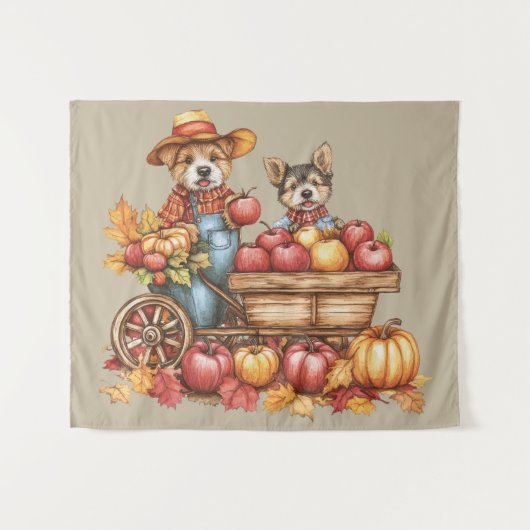 Dog's Autumn Applecart Tapestry Wandkleed (Voorkant (horizontaal))