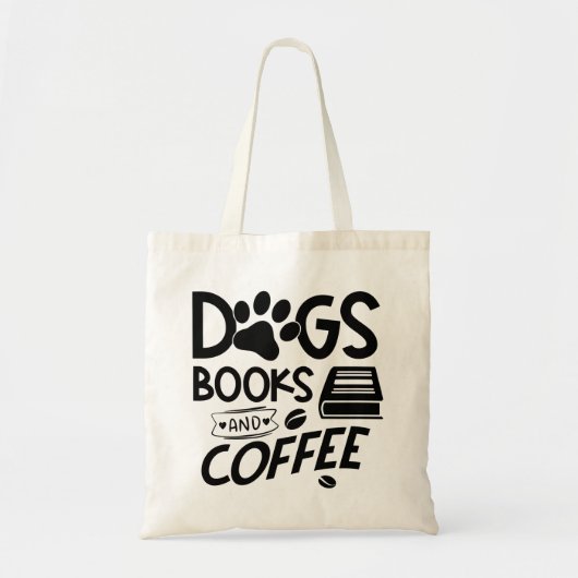 Dogs Books Coffee Typography Gezegde Reading Quote Tote Bag (Voorkant)