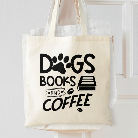 Dogs Books Coffee Typography Gezegde Reading Quote Tote Bag