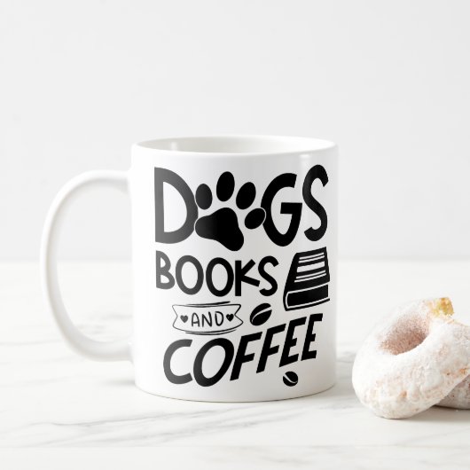 Dogs Books Coffee Typography Quote Gezegde Reading Koffiemok (Met donut)