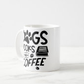 Dogs Books Coffee Typography Quote Gezegde Reading Koffiemok (Voorkant links)
