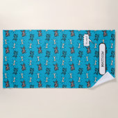 Dogs Botten Graffiti Style Name Blue Beach Towel Strandlaken (Voorkant)