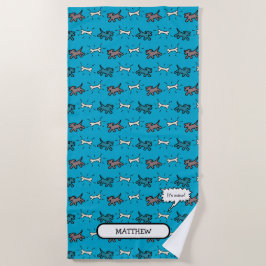 Dogs Botten Graffiti Style Name Blue Beach Towel Strandlaken