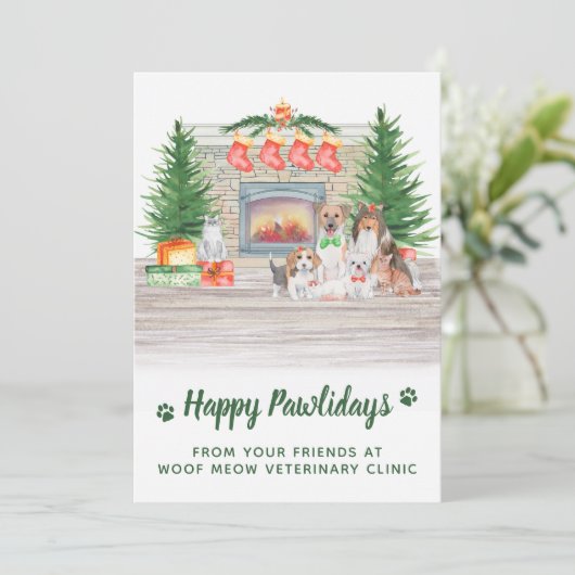 Dogs Cats Puppies Kittens Pet Business Kerstmis Feestdagenkaart (Staand voorkant)