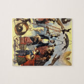 Dogs Circus Illustratie Art Oud Antiek Legpuzzel (Horizontaal)