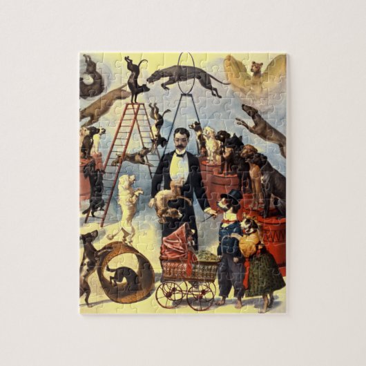  Dogs Circus Illustratie Art Oud Antiek Legpuzzel (Verticaal)
