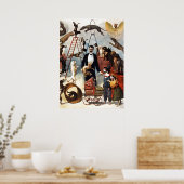 Dogs Circus Illustratie Art Oud Antiek Poster (Keuken)