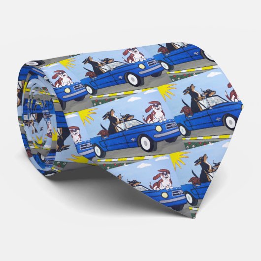 Dogs Cruising Necktie Stropdas (Opgerold)