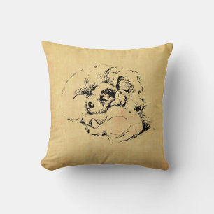 Dogs Cudly Pillow, Beige Oranje textuur Kijk Kussen