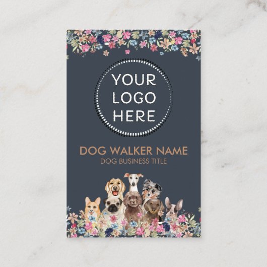 Dogs Cute Floral Foto Logo cirkel Visitekaartje (Voorkant)