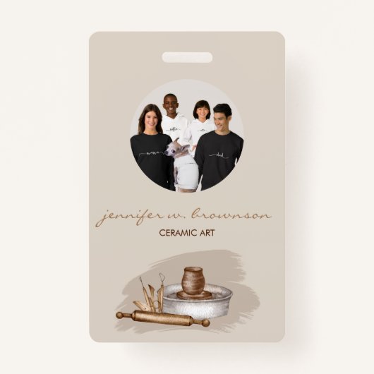 Dogs Cute Floral Photo Conferance Badge (Voorkant)