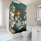 Dogs die Mah Jongg Shower Curtain spelen Douchegordijn (In situ)