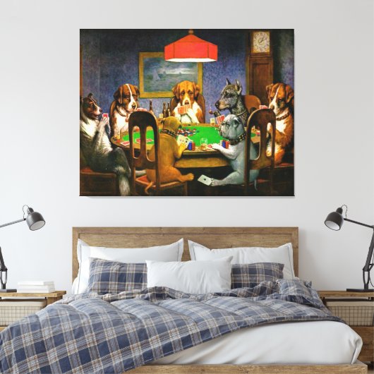 Dogs die poker Wall Art spelen Canvas Afdruk (Insitu (Slaapkamer))