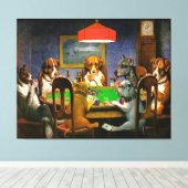 Dogs die poker Wall Art spelen Canvas Afdruk (Insitu (Houten vloer))