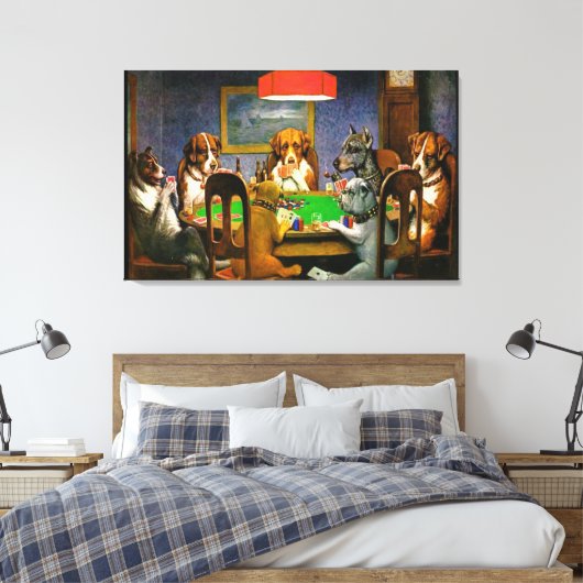 Dogs die poker Wall Art spelen Canvas Afdruk (Insitu (Slaapkamer))