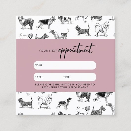  Dogs Dog Groomer Appointment Card Vierkante Visitekaartje (Voorkant)