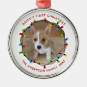 Dog's eerste kerstcadeautje, aangepast pieptoon metalen ornament (Voorkant)