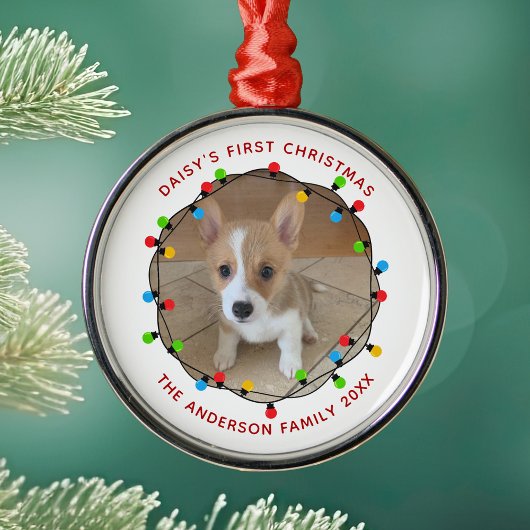 Dog's eerste kerstcadeautje, aangepast pieptoon metalen ornament