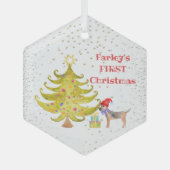 Dog's eerste kerstglazen versiering glas ornament (Voorkant)