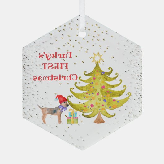 Dog's eerste kerstglazen versiering glas ornament (Achterkant)