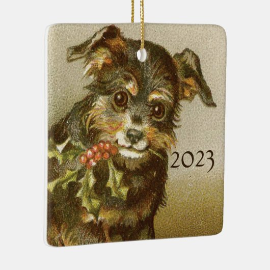 Dog's eerste kerstversiering  keramisch ornament (Rechts)