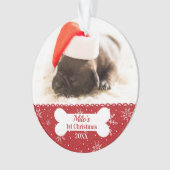 Dog's First Christmas Eenvoudige Foto Bone Ornament (voorkant)