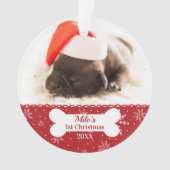 Dog's First Christmas Eenvoudige Foto Bone Ornament (voorkant)
