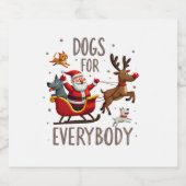Dogs For Everybody Santa Funny Christmas Xmas (1) Sparkling Wijnetiket (Enkel label)