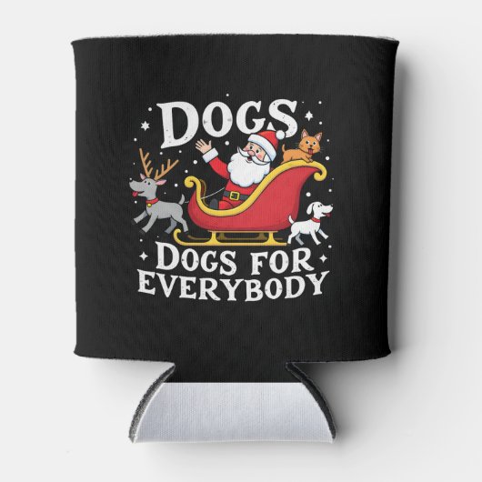 Dogs For Everybody Santa Funny Christmas Xmas (2) Blikjeskoeler (Voorkant)