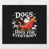 Dogs For Everybody Santa Funny Christmas Xmas (2) Sparkling Wijnetiket (Enkel label)