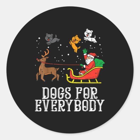 Dogs For Everybody Santa Funny Christmas Xmas  Ronde Sticker (Voorkant)