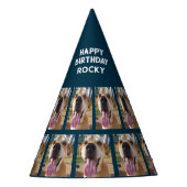 Dogs Foto Happy Birthday Navy Blue op maat Feesthoedjes (Voorkant)